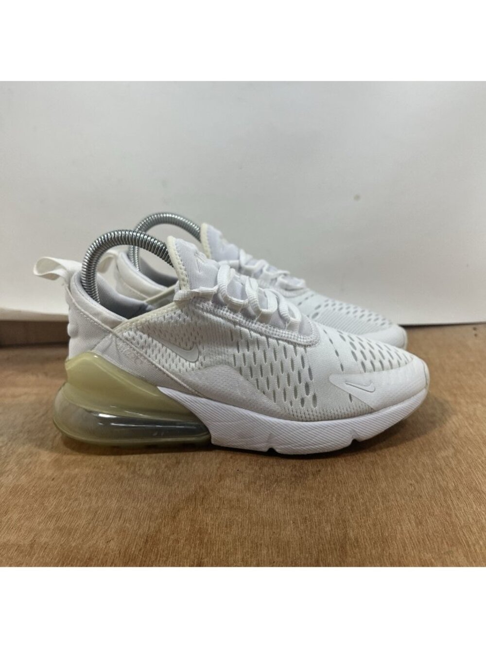 Nike Air Max 270 Shoes Women Size 6 Triple White Athletic Running Sneakers